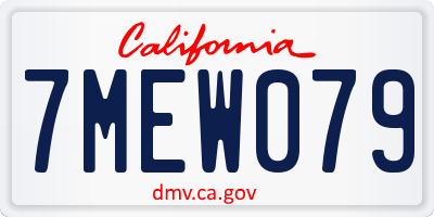 CA license plate 7MEW079