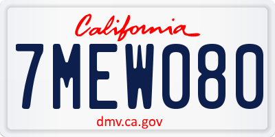 CA license plate 7MEW080