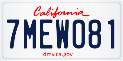 CA license plate 7MEW081
