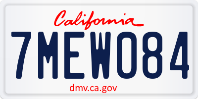 CA license plate 7MEW084
