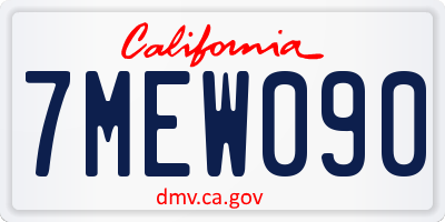 CA license plate 7MEW090