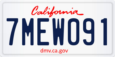 CA license plate 7MEW091