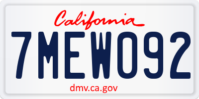 CA license plate 7MEW092