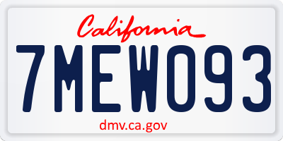 CA license plate 7MEW093