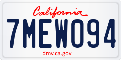 CA license plate 7MEW094