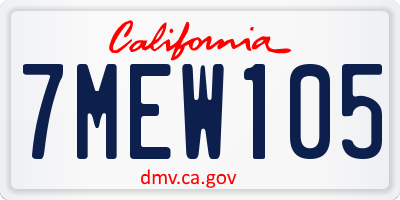 CA license plate 7MEW105