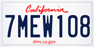 CA license plate 7MEW108