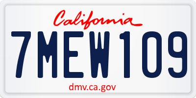 CA license plate 7MEW109