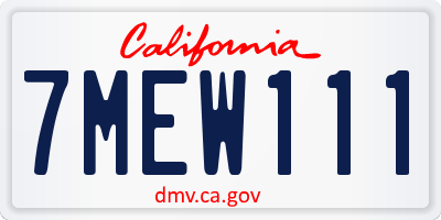 CA license plate 7MEW111