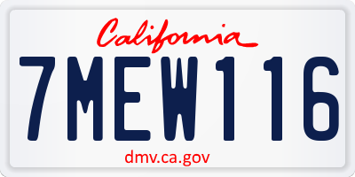 CA license plate 7MEW116