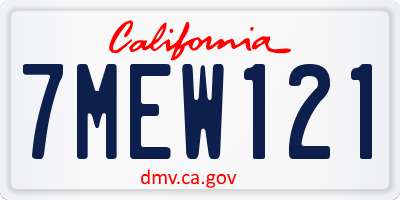 CA license plate 7MEW121