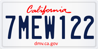 CA license plate 7MEW122