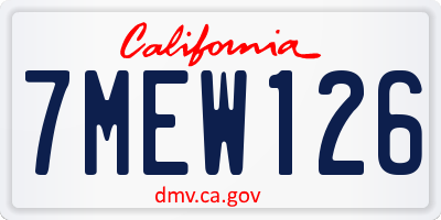 CA license plate 7MEW126