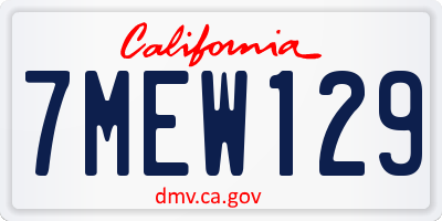 CA license plate 7MEW129
