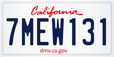 CA license plate 7MEW131