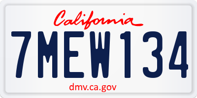 CA license plate 7MEW134