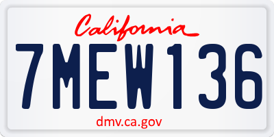 CA license plate 7MEW136