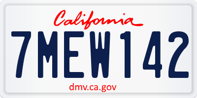 CA license plate 7MEW142
