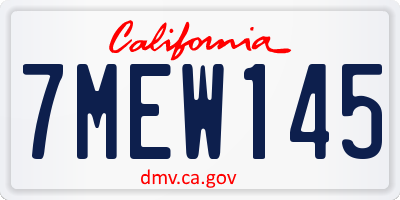 CA license plate 7MEW145
