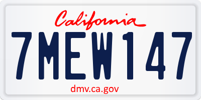 CA license plate 7MEW147