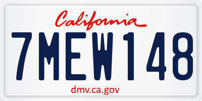CA license plate 7MEW148