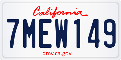 CA license plate 7MEW149