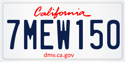 CA license plate 7MEW150