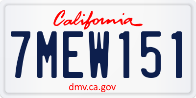CA license plate 7MEW151