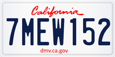CA license plate 7MEW152