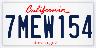 CA license plate 7MEW154