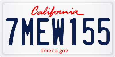 CA license plate 7MEW155