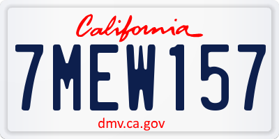 CA license plate 7MEW157