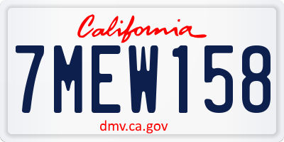 CA license plate 7MEW158