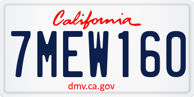 CA license plate 7MEW160
