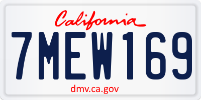 CA license plate 7MEW169