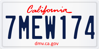 CA license plate 7MEW174