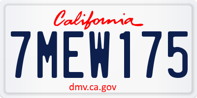 CA license plate 7MEW175