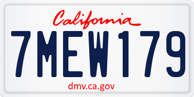 CA license plate 7MEW179