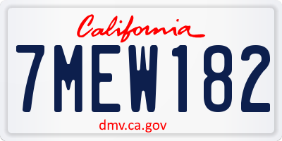 CA license plate 7MEW182