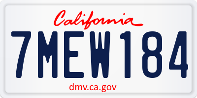 CA license plate 7MEW184