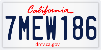 CA license plate 7MEW186