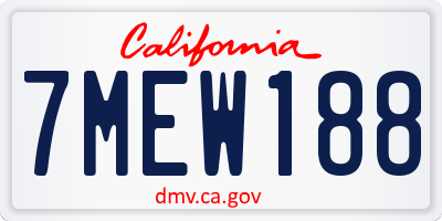 CA license plate 7MEW188