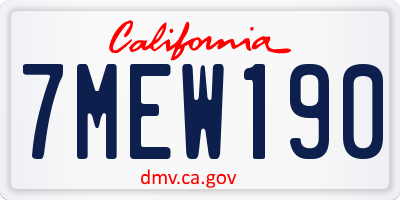 CA license plate 7MEW190