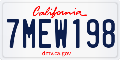 CA license plate 7MEW198