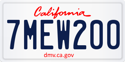 CA license plate 7MEW200