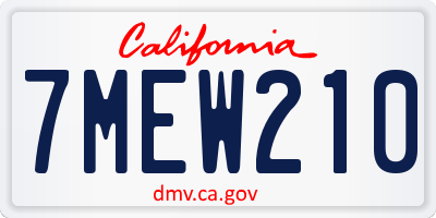 CA license plate 7MEW210