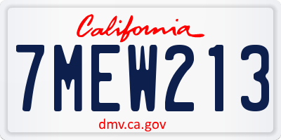 CA license plate 7MEW213
