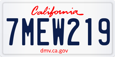 CA license plate 7MEW219