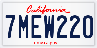 CA license plate 7MEW220