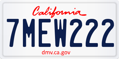 CA license plate 7MEW222